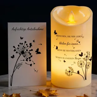 TaimeiMao LED Trauerkerzen, LED Grabkerze mit Trauerkarte, Outdoor Wasserdichte Flammenlose Kerze, Grablicht, Gedenkkerze für Verstorbene, Trauergeschenk