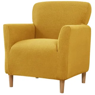 Agger Relaxsesselhusse Sesselhusse Bezug, Sessel Überzug mit Armlehnen – Dehnbarer, Sesselbezug Stretch aus Weichem Strickstoff, Waschbarer Bezug gelb