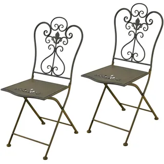 Hti-Living Romantische Metallstühle Gartenstuhl 43 x 54 x 92 cm braun 2 St.