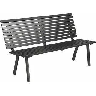 Outsunny Gartenbank 3-Sitzer wetterfest Metall Outdoor Sitzbank mit breitem Sitz Lamellendesign, Balkonbank bis 240 kg Parkbank Gartenmöbel für Garten Park 154 x 68 x 88 cm Schwarz   Aosom