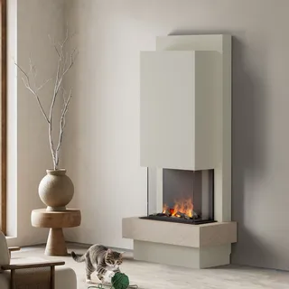 muenkel design Milano [moderner Design Elektrokamin Opti-myst]: Jura (Schiefer beige) - weiß
