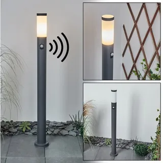 hofstein Pollerleuchte »Gnocchetta« Sockelleuchte aus Metall/Kunststoff in Anthrazit/Weiß, ohne Leuchtmittel, Gartenlampe m. E27, IP44, Bewegungsmelder weiß
