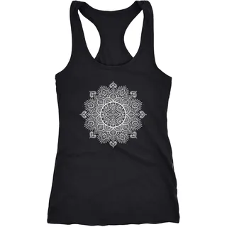 Neverless Damen Tank-Top Mandala Ethno Boho Bohemian Racerback schwarz L - L