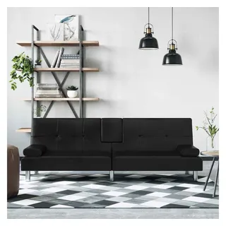 vidaXL Schlafcouch Kunstleder 2-Sitzer Schwarz