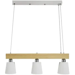 GBLY Pendelleuchte Esstisch Holz Hängelampe 3 Flammig Warmweiß Vintage | Höhenverstellbar Esstischlampe Hängend für Esszimmer Wohnzimmer Büro Schlafzimmer Küche boho - Weiß - E27