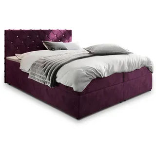 Masseno Boxbett, Violett, Holz, 160x200 cm, Schlafzimmer, Betten, Boxspringbetten