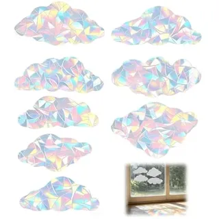 8er Set Regenbogen Prismen Fensteraufkleber, Sonnenfänger Sticker mit Lichtreflektion für Fenster, Buntwürfel Belebungsfolie, Buntes Fensterdekor für Wohnzimmer, Kinderzimmer, Balkon