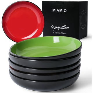MiaMio Suppenteller Suppenteller 6er Set Bunt (900 ml), Pasta Teller, Tiefe Teller bunt