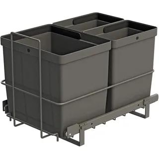 LM 79/3 Mülleimer Küche Unterschrank ausziehbar 3 Fächer Biomülleimer, Mülltrennsystem 1x16L 2x8L Abfalleimer anthrazit, Küchenschrank Organizer Gelber Sack Spüle Made in Finland, 332x480x355 mm