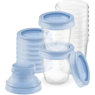 Philips AVENT Aufbewahrungssystem für Muttermilch, Becher inklusive Deckel, Adapter (Modell SCF618/10)