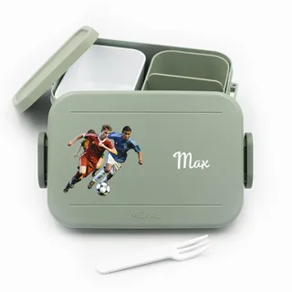 Geschenkfreude Personalisierte Brotdose Fussball für Mepal - Lunchbox Kinder mit Trennwand Name, Kindergarten, Schule - Alles für den Schulanfang - Vesperdosen Kinder Fussball - Brotdose mit Namen