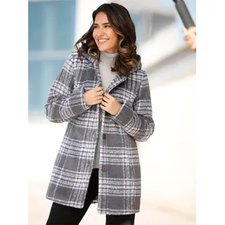 Outdoorjacke CLASSIC BASICS, Damen, Gr. 46, schwarz (anthrazit, ecru, kariert), 70% Polyester, 20% Polyacryl, 4% Baumwolle, 3% Viskose, 3% Polyamid, gemustert, mehrfarbig, Jacken Outdoorjacke