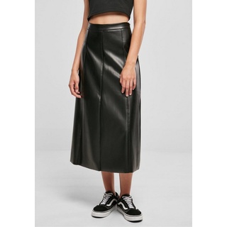 URBAN CLASSICS Sommerrock Urban Classics Damen Ladies Synthetic Leather Midi Skirt (1-tlg) schwarz M