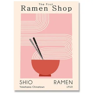 ZCHX Japanische Lebensmittel Nudeln Moderne Leinwand Malerei Drucke Lustige lineare Ramen Poster Küche Kunst Bilder for Wohnzimmer Wohnkultur (Color : A, Size : 60x90cm no Frame)