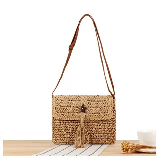 Coonoor Strandtasche Umhängetasche Damen, Strohtaschen für Frauen Crossbody Strand Tasch