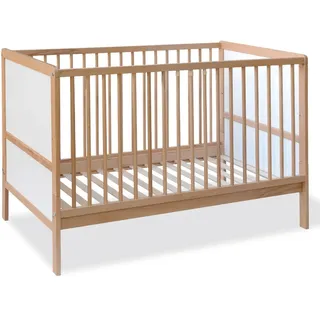 Pinolino Babybett & Kinderbett Carla Buche teilmassiv 3-fach höhenverstellbar, 3 Schlupfsprossen 70 x 140 cm - unbehandelt - Natur