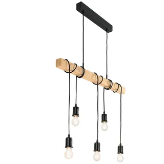 casa NOVA Pendelleuchte NATURE, Schwarz - Holz - 80 x 110 cm - 5-flammig