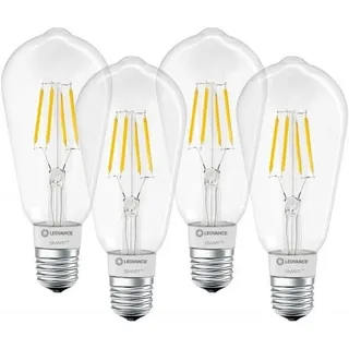 4 x Ledvance LED Filament Smart+ ST64 Edison 5,5W = 60W E27 klar 650lm warmweiß 2700K Dimmbar App Google Alexa Apple HomeKit Bluetooth