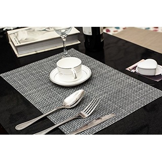 Clest F&H Tischset Platzset 5-5 grau Platzmatte gewebt aus Kunststoff 45x30 cm(2er Set)