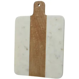 Schneidebrett Vesperbrett aus Mangoholz Marmor weiß braun Servierbrett 30cm