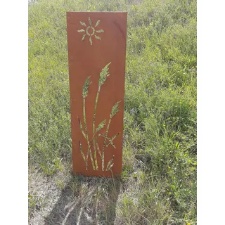 iss-kohli Gartenschild Metall Sichtschutz Stahl Gartenstecker Rostschild Edelrost Deko 98x31 cm