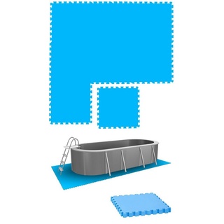 eyepower Bodenmatte 1,9m2 Poolunterlage - 8 Große Poolmatten - 50x50cm, Outdoor Pool Bodenschutzmatte blau