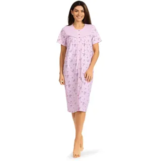 Comtessa Damen Nachthemd 241230 Kurzarm durchgehende Knopfleiste Farbe: Flieder 100% Baumwolle Gr. 50 XL - 50