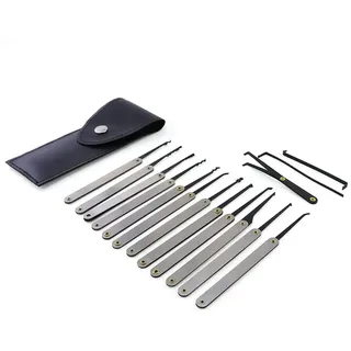 QiDAi 15-teiliges Dietrich-Set mit Einzelhaken für Anfänger, Schlosser, günstig, aber nützlich, mit schwarzer Tasche
