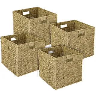 HMF Aufbewahrungskorb, Korb geflochten aus Seegras, passend für Kallax 32 x 34,5 x 32 cm