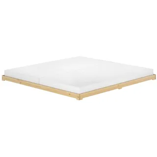 Erst-Holz Niedriges Bodenbett 200x200 Kiefer natur, Niederflurbett, Futonbett, V-60.47K-20 Rollrost und Matratze inkl.
