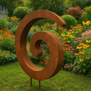 Zen Man Edelrost Gartenstecker Rost Gartenfigure aus Metall 1mm Gartenskulpture Gartendeko Handarbeit L55 B8 H67cm 029812