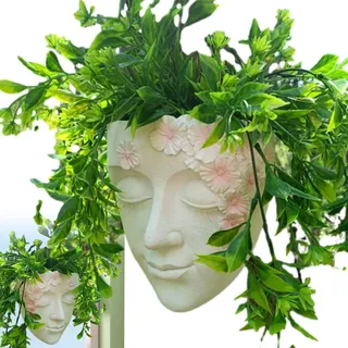 Youding Wand-Blumentopf mit Kopf – Blumenkübel mit Kopf – Wand-Blumentopf mit Kopf – Blumentopf aus Harz für Sukkulenten – für den Innen- und Außenbereich