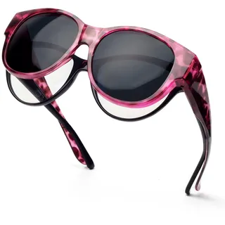 Face Shadow Polarisiert Überzieh Sonnenbrille über Normale Brille UV400 | Übergroß Überbrille für Brillenträger, für Damen Herren Unisex, Ultra Leicht für Fahren, Radfahren, Sport und Freizeit,Rund - Einheitsgröße