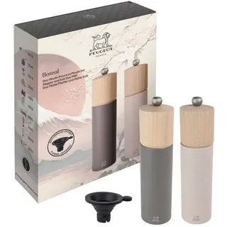 PEUGEOT Salz-/Pfeffermühle Geschenkset BOREAL 22cm Pfeffermühle Felsgr Manuell grau