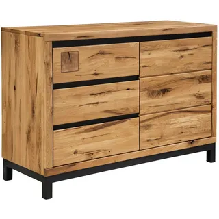MASSIVMOEBEL24.DE Sideboard 120 x 85 x 45 cm Wildeiche geölt / Beige