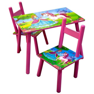 HTI-Line Kindersitzgruppe Kindertischgruppe Einhorn, (Set, 3-tlg., 1 Tisch, 2 Stühle), Kindertisch Kinderstuhl Kindermöbel rosa