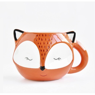 Hosoncovy 550ML Becher 3D Tier geformte Keramik Becher mit Griff Kaffee Becher Tee Tasse Getränk Becher Milch Becher Geschenk Becher (Fuchs)
