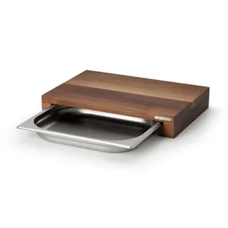 Continenta Schneidebrett Walnuss mit Edelstahl-Schublade 39 x 27 cm Braun