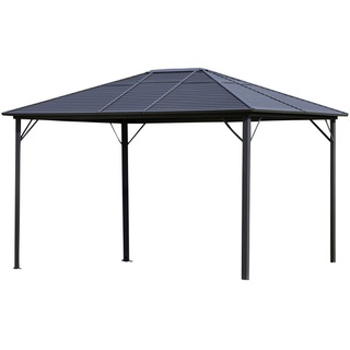 LECO Pavillon, Spitzdach, rechteckig, BxHxT: 400 x 275 x 300 cm - grau