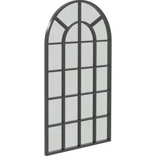 Dekospiegel großer Spiegel, Fensteroptik, Bogenförmig, inkl. Aufhängung. Schwarz + Spiegelglas