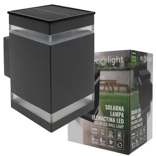 Solar-Fassadenleuchte Außenwandleuchte LED-Gartenleuchte 1.2W 15lm 4000K Neutralweiß 120° Schwarz IP44 mit Dämmerungssensor SOE-14C Ecolight