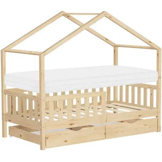 ML-Design Hausbett 80 x 160 cm Kiefer natur beige