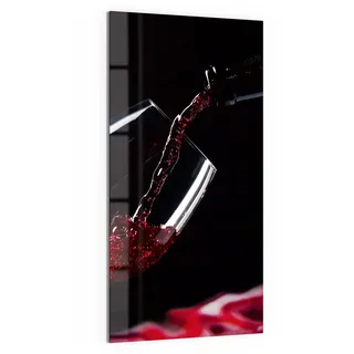 DEQORI Glas-Magnettafel | 50x100 cm groß | Motiv Rotwein ins Glas gegossen | Memo-Board aus Glas | Magnetboard inkl. Magnete, Stift & Tuch für Küche & Büro | Tafel magnetisch & beschreibbar