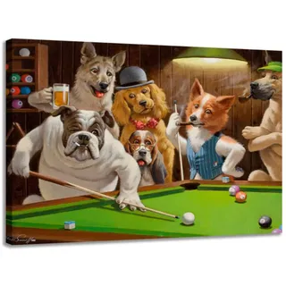 HSFFBHFBH Leinwanddruck Moderne hochauflösende Hunde Spielen Billard Malerei Kunst Home Decoration Poster auf Leinwand Wand 70x90cm (27,6 "x 35,4") Kein Rahmen