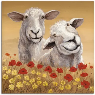 Wandbild ARTLAND "Schafe" Bilder Gr. B/H: 100 cm x 100 cm, Leinwandbild Haustiere, 1 St., beige (naturfarben) Kunstdrucke als Alubild, Outdoorbild, Leinwandbild, Poster in verschied. Größen