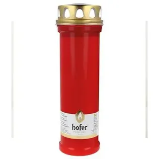 Hofer Grabkerze Riesenbrenner mit Deckel, rot