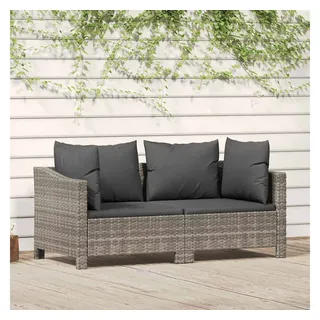 vidaXL Polyrattan Lounge-Set 2-tlg. mit Kissen grau
