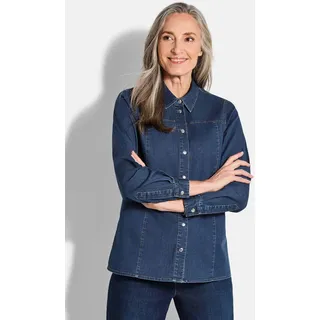 GOLDNER Hemdbluse Stilvolle Denim-Bluse blau 44
