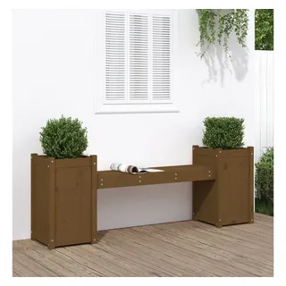 furnicato Gartenbank Holzbank mit Pflanzkübeln 180x36x63 cm Honigbraun aus Massivholz braun