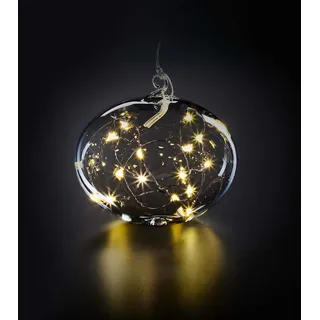 Lumix® kabellose LED Weihnachtsbaum Christbaumkugeln Light Ball L inkl. Schalter Transparent Glas Warmweiß Mundgeblasen Weihnachten Dekoration Tisch 10cm 76045